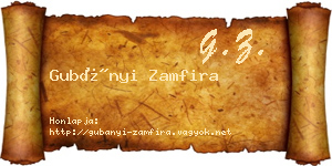 Gubányi Zamfira névjegykártya